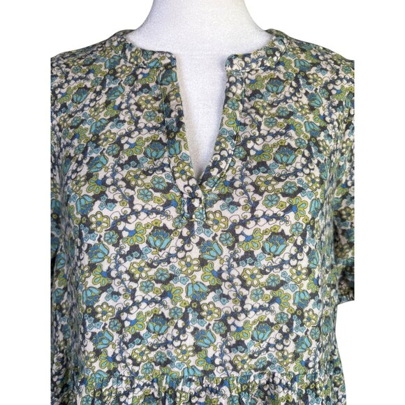 Marine Layer Mini Dress Size Medium Cotton Gauze Tiered Puffy Sleeves Floral - Picture 3 of 10